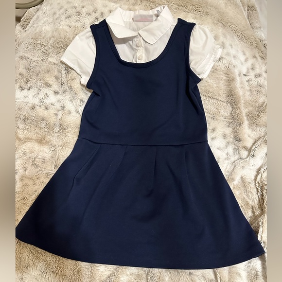 Little Girl Navy  Uniform Dress - Picture 1 of 4